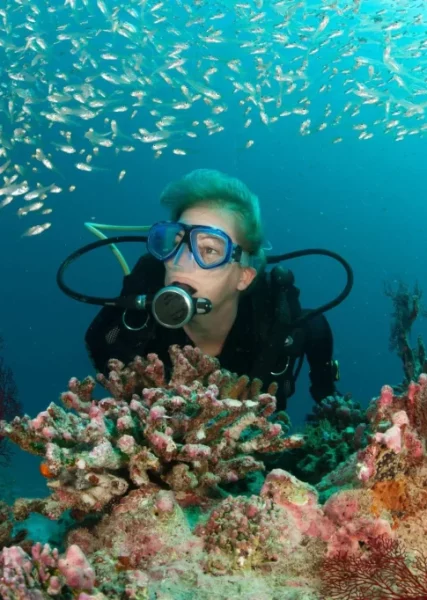 A tourist enjoying Scuba diving