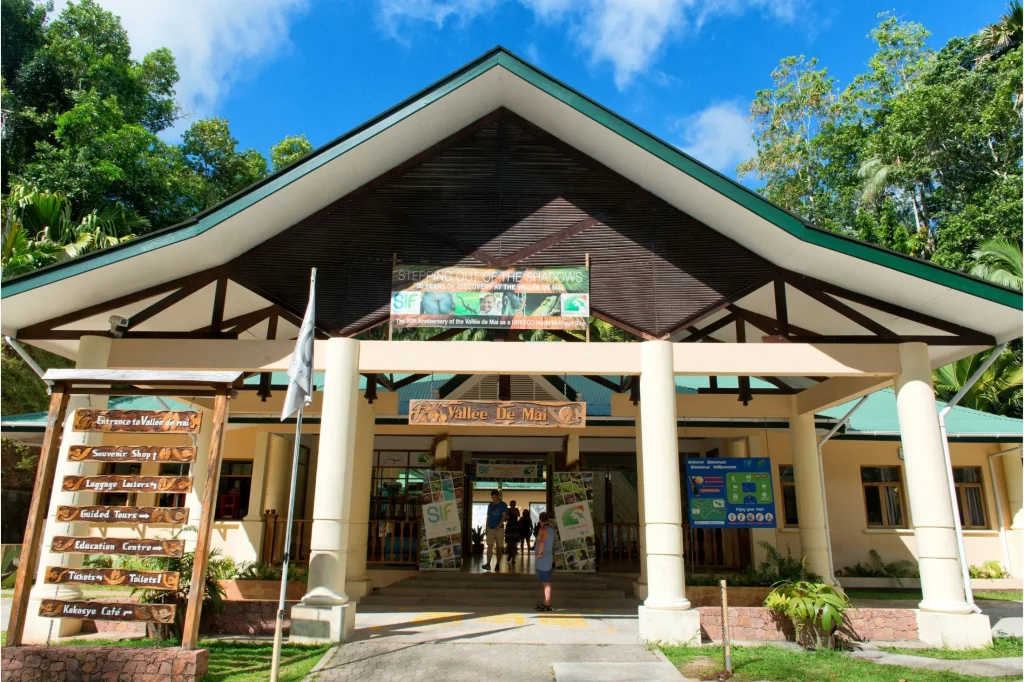Entrance to the UNESCO protected Vallée de Mai in Seychelles.