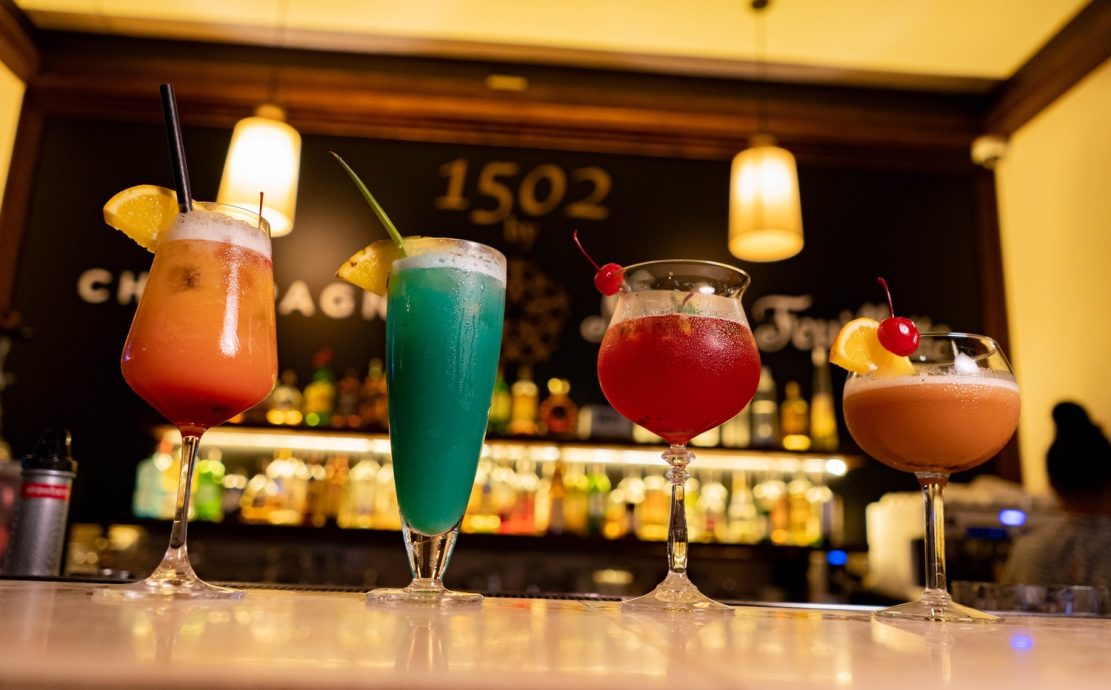 Assortment of colorful cocktails at 1502 Bar in Story Seychelles.