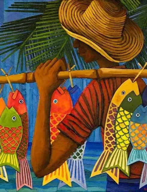 A painting of the famous Seychelles artist George Camille