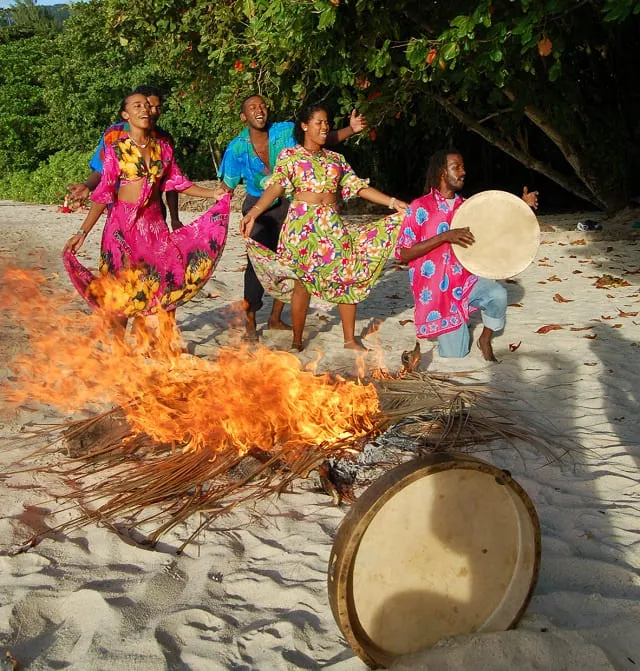 People performing the traditional creole dance Moutya
