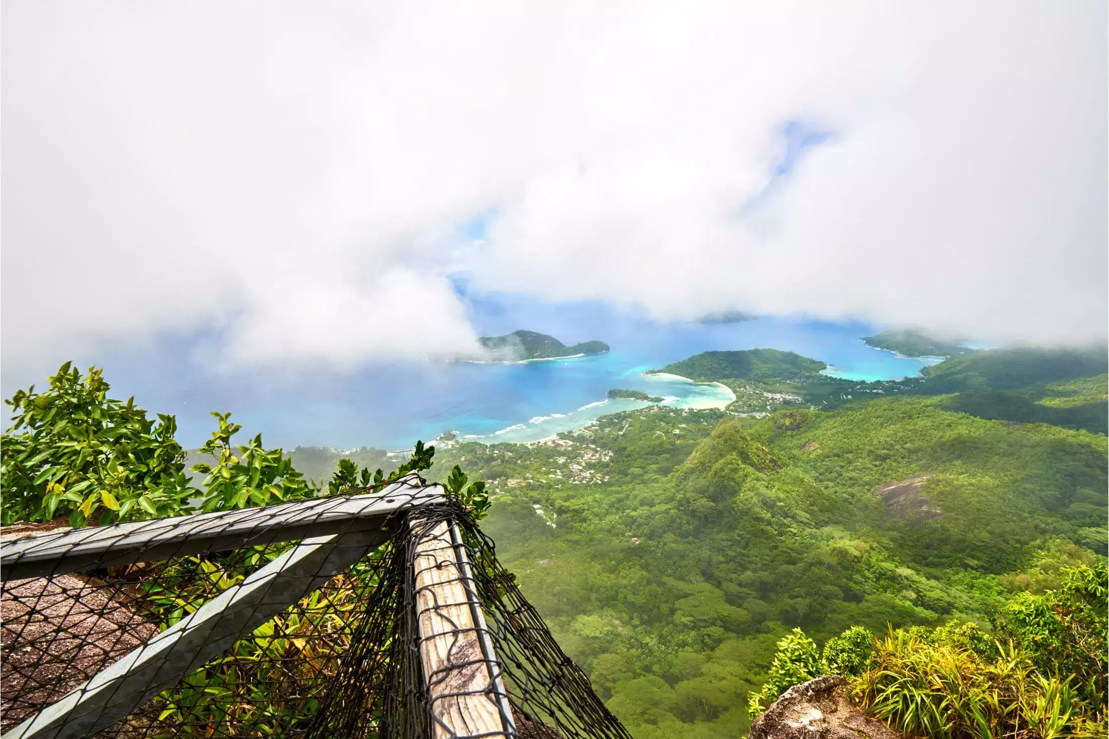 Breathtaking view from atop Morne Blanc Hiking trail in Mahe.