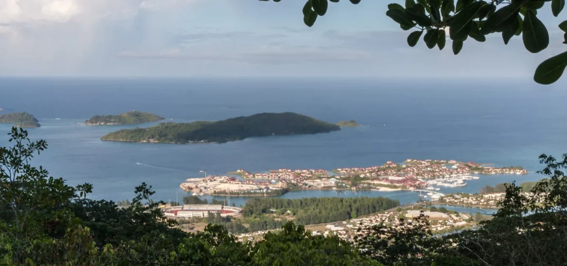 Wonderful view of Victoria from the Glacis Trois Freres Trail in Seychelles.