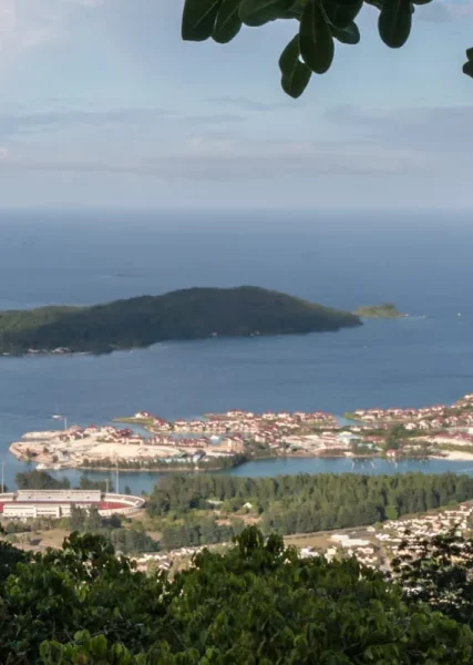 Wonderful view of Victoria from the Glacis Trois Freres Trail in Seychelles.