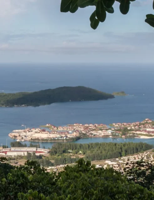 Wonderful view of Victoria from the Glacis Trois Freres Trail in Seychelles.